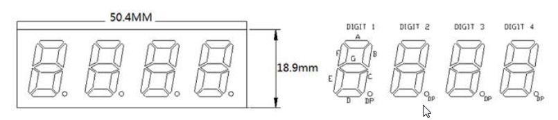 7segment 0.56/0.5 นิ้วสีแดง common Cathode มีจุดกลาง สำหรับทำนาฬิกา